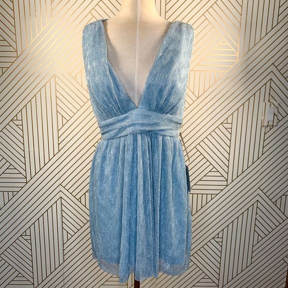 Lulu's Metallic Stripe Twist Back Cocktail Dress - Picture 2 of 12